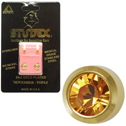 STUDEX Birthstone studs - mini bezel gold - november / topaz